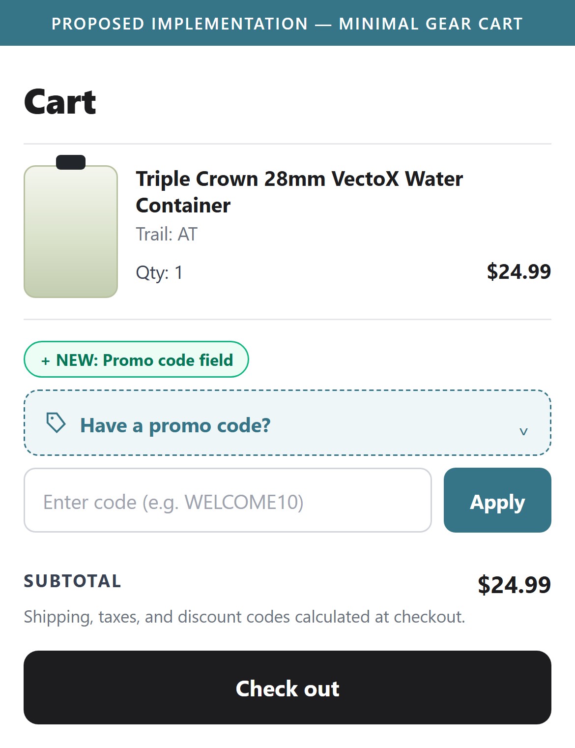 Proposed Implementation — Minimal Gear Cart