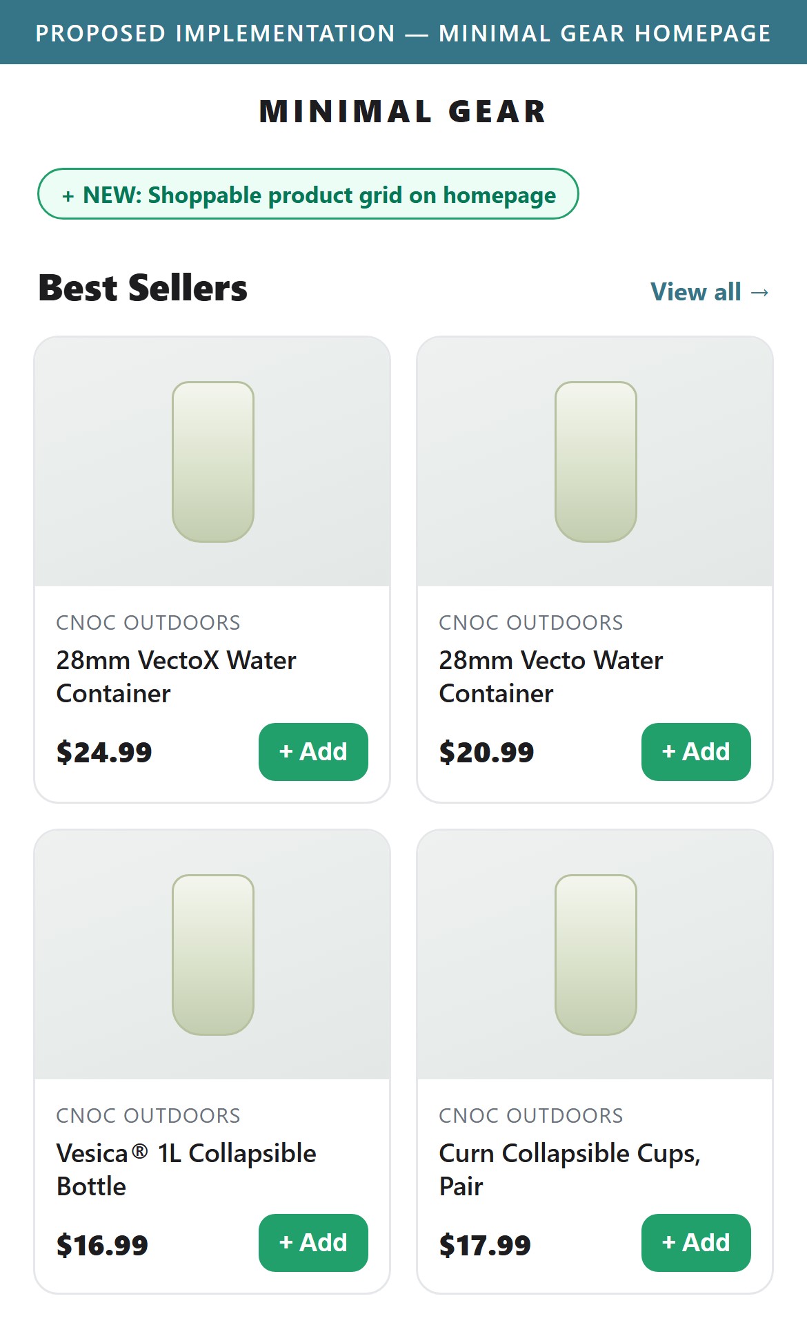 Proposed Implementation — Minimal Gear Homepage